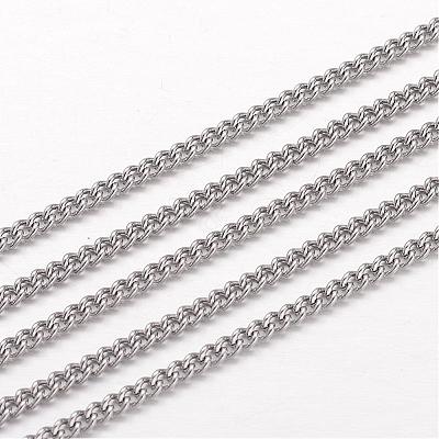 Tarnish Resistant 304 Stainless Steel Curb Chains CHS-K004-04P-0.6mm-1