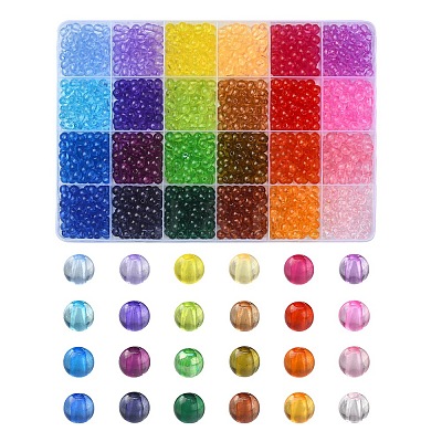 1488Pcs 24 Colors Transparent Acrylic Beads MACR-YW0002-68-1