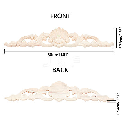 Natural Solid Wood Carved Onlay Applique Craft WOOD-WH0101-71-1