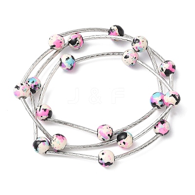 Round Synthetic Turquoise Beads Multi-strand Bracelets for Women BJEW-JB12335-03-1