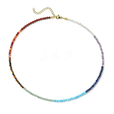 3.5mm Chakra Gemstone Round Beaded Necklaces NJEW-JN05161-1