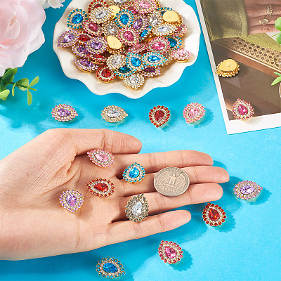 90Pcs 6 Colors Alloy Glass Cabochons FIND-TA0007-91-1