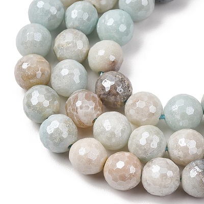 Electroplated Natural Flower Amazonite Beads Strands G-B191-A03-10mm-1