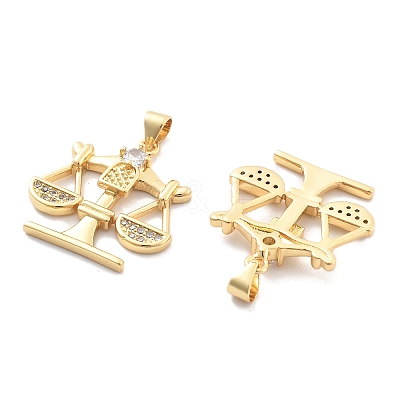 Rack Plating Brass Micro Pave Cubic Zirconia Pendants KK-H449-67G-01-RS-1