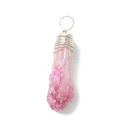 5Pcs Electroplated Natural Quartz Pendants PALLOY-JF03162-1