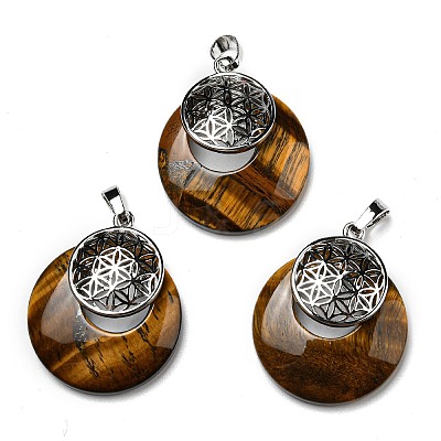 Natural Tiger Eye Pendants KK-F751-M-A09-1