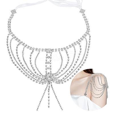 Rhinestone Single Shoulder Chains AJEW-WH0009-72-1