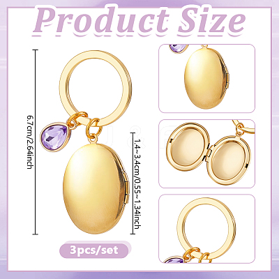 3Pcs Stainless Steel Locket Pendants KEYC-NB00032-1