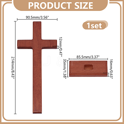 1Pc Wood Cross Display Decorations AJEW-HY0002-77-1