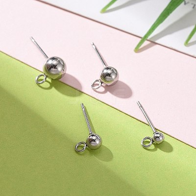Non-Tarnish 40Pcs 4 Styles 202 Stainless Steel Ball Stud Earring Findings STAS-LS0001-13P-1