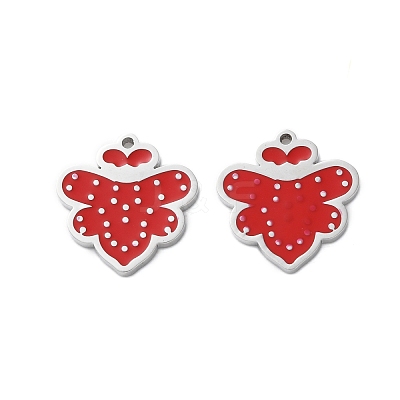 304 Stainless Steel Red Enamel Charms STAS-M102-63P-1