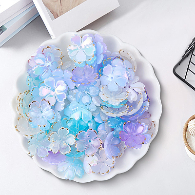 120Pcs 6 Colors Acrylic Bead Caps OACR-BM0001-11A-1