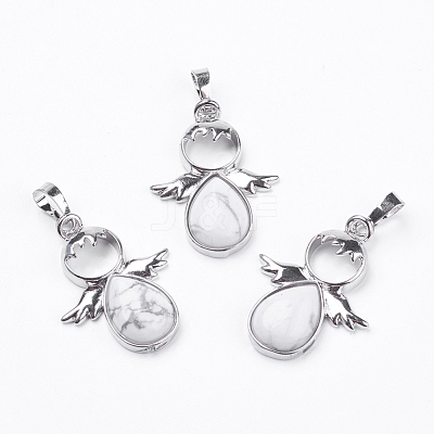 Natural Howlite Pendants G-G651-A14-1