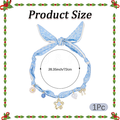Flower Alloy Enamel & Resin & Glass & Plastic Pearl & Rhinestone Tassel Scarf Choker Necklaces NJEW-SP0001-16C-1
