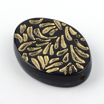 Oval Plating Acrylic Beads X-PACR-Q102-52B-1