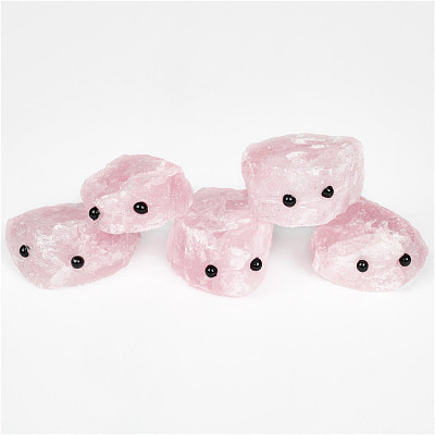 Natural Rose Quartz Carved Healing Hedgehog Claw Figurines WG69620-01-1