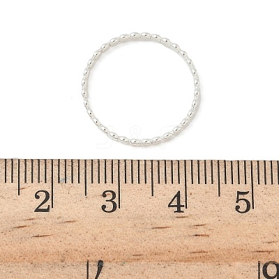 925 Sterling Silver Flat Beaded Finger Rings for Women RJEW-NH0002-01A-S-1