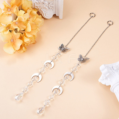 2Pcs Glass Teardrop Window Hanging Suncatchers HJEW-TADJ0019-1