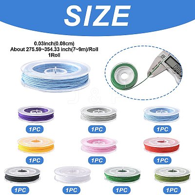 10 Rolls 10 Colors Nylon Braided Cord NWIR-FS0001-03-1