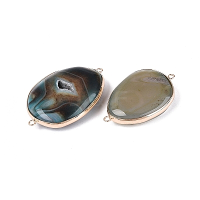 Natural Agate Connector Charms G-Q606-56A-G-1