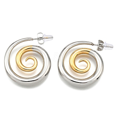 304 Stainless Steel Two-tone Stud Earrings for Women EJEW-R023-01GP-08-1