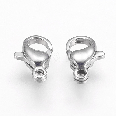 Tarnish Resistant 304 Stainless Steel Lobster Claw Clasps STAS-F125-10x6mm-P-1