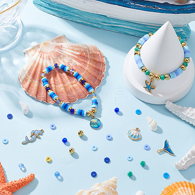 Ocean Theme DIY Beads & Pendants Jewelry Making Finding Kit DIY-SC0025-36-1