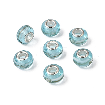 Rondelle Handmade Gold Sand Lampwork European Large Hole Beads X-LPDL-R007-07B-1