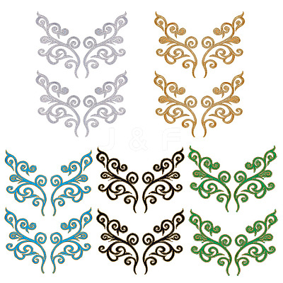 5 Pairs 5 Colors Flower Computerized Embroidery Thread Patches PATC-ME0001-15-1