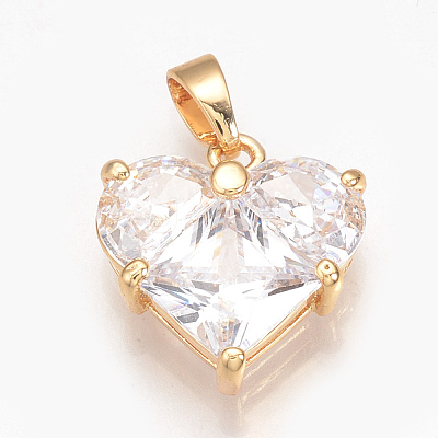 Brass Cubic Zirconia Charms ZIRC-Q002-126G-1