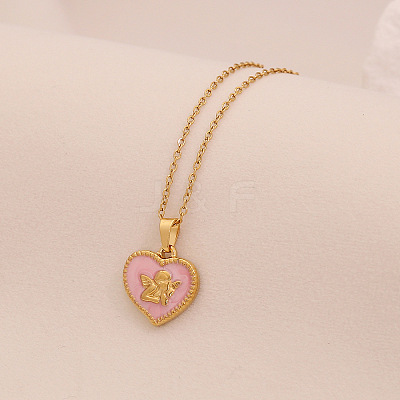 304 Stainless Steel Enamel Pendant Necklaces WG49C4D-04-1