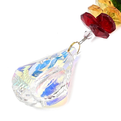 Alloy Rhinestone & Glass Teardrop Charm Suncatchers HJEW-E013-04G-A-1