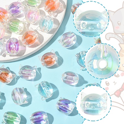 32Pcs UV Plating Rainbow Iridescent Acrylic Beads OACR-FS0002-16-1