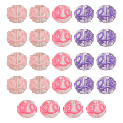 24Pcs 3 Colors Transparent Glass Round Beads GLAA-CA0001-55-1