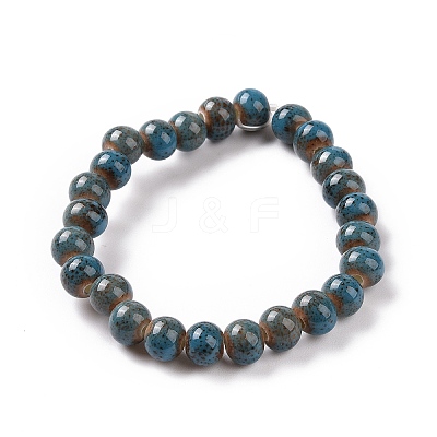Handmade Fancy Antique Glazed Porcelain Ceramic Round Beads Strands X-PORC-L019-6mm-11-1