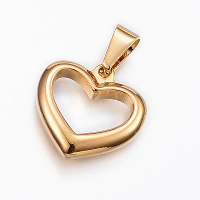 304 Stainless Steel Open Heart Pendants STAS-H372-23G-1