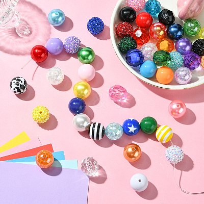 Round Opaque Acrylic Beads Kit OACR-CJC0002-05B-1