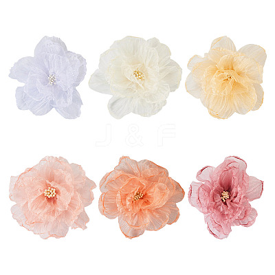 6Pcs 6 Colors Organza Ornament Accessories DIY-TA0006-50A-1