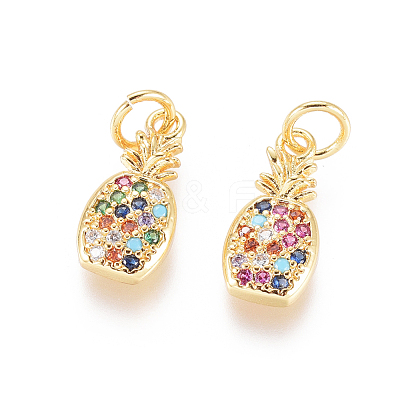 Brass Micro Pave Cubic Zirconia Pendants X-ZIRC-L093-27G-1