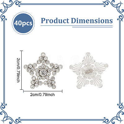 40Pcs Alloy Rhinestone Shank Buttons BUTT-MA0001-02-1