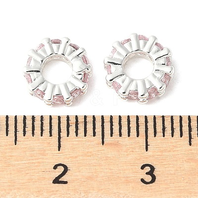 Brass Micro Pave Cubic Zirconia Beads KK-A253-11S-03-1