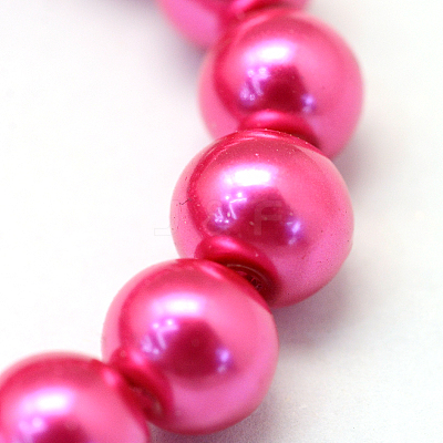 Baking Paint Pearlized Glass Pearl Round Bead Strands HY-Q330-8mm-10-1