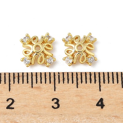 Brass Micro Pave Clear Cubic Zirconia Bead Caps KK-V015-39G-01-1