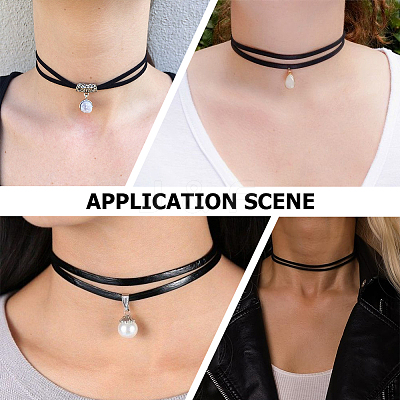 4Pcs Imitation Leather Double Layer Choker Necklaces NJEW-SC0001-68-1