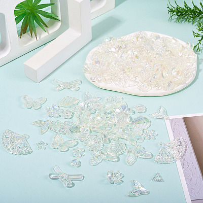 182Pcs 100G Transparent Acrylic Beads OACR-TA0003-66A-1