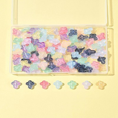 120Pcs 9 Colors Transparent Spray Paint Glass Beads GLAA-FS0002-12C-1