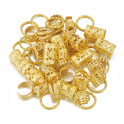 120Pcs 4 Styles Iron Dreadlocks Beads Hair Decoration FIND-TA0005-09G-1