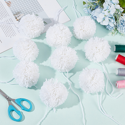 12Pcs DIY Craft Polyester Pom Pom Ball AJEW-CY0002-95B-1