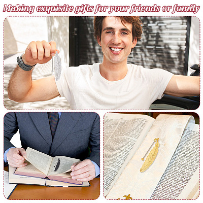 8Pcs 4 Colors Zinc Alloy Beadable Bookmarks AJEW-GO0002-15-1