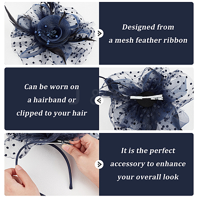 Polyester Mesh Veil Hair Bands OHAR-WH0034-12B-1